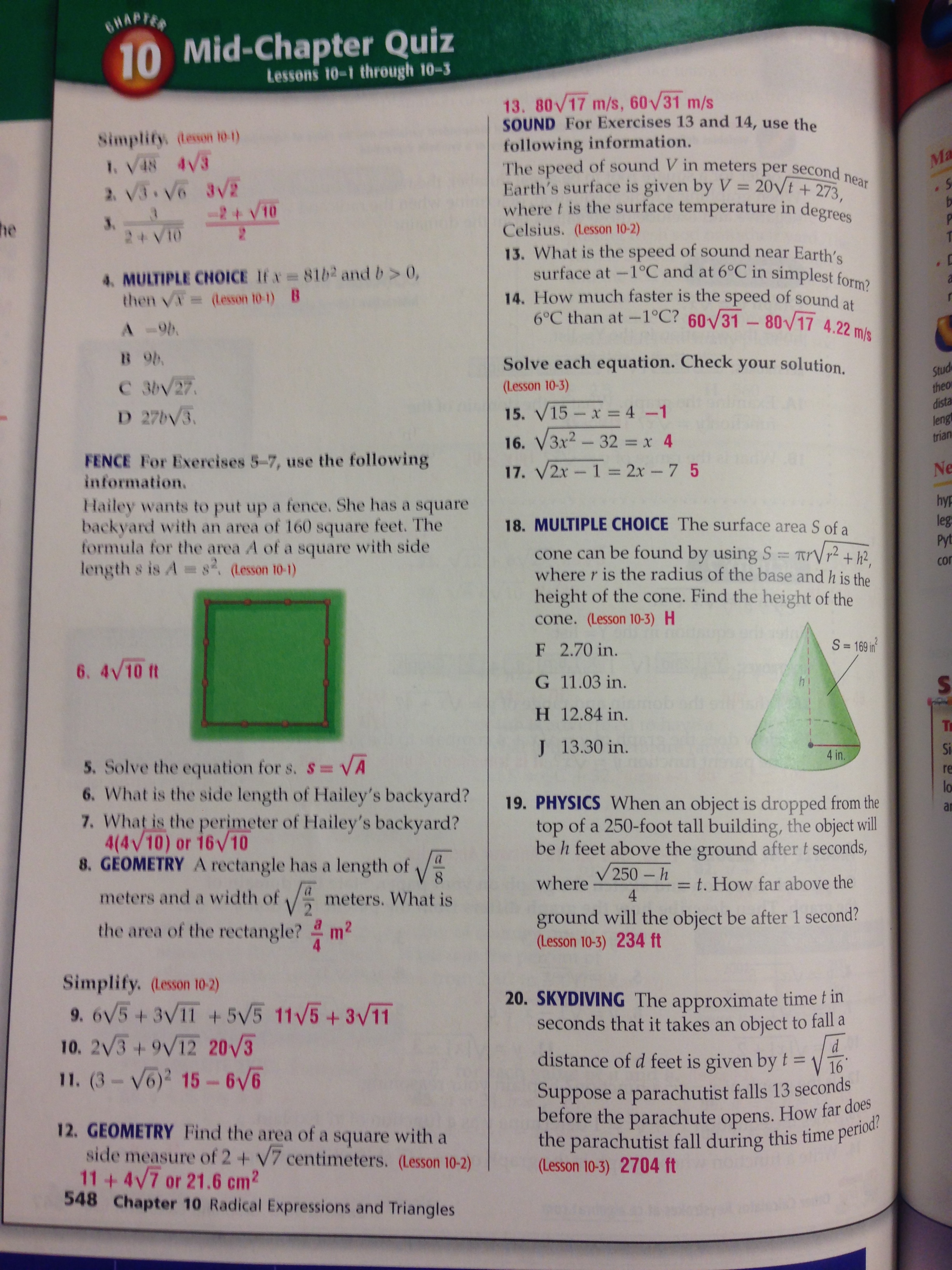 Chapter 3 Mid-Chapter Test Lessons 3-1 Through 3-3 Glencoe Geometry Answers